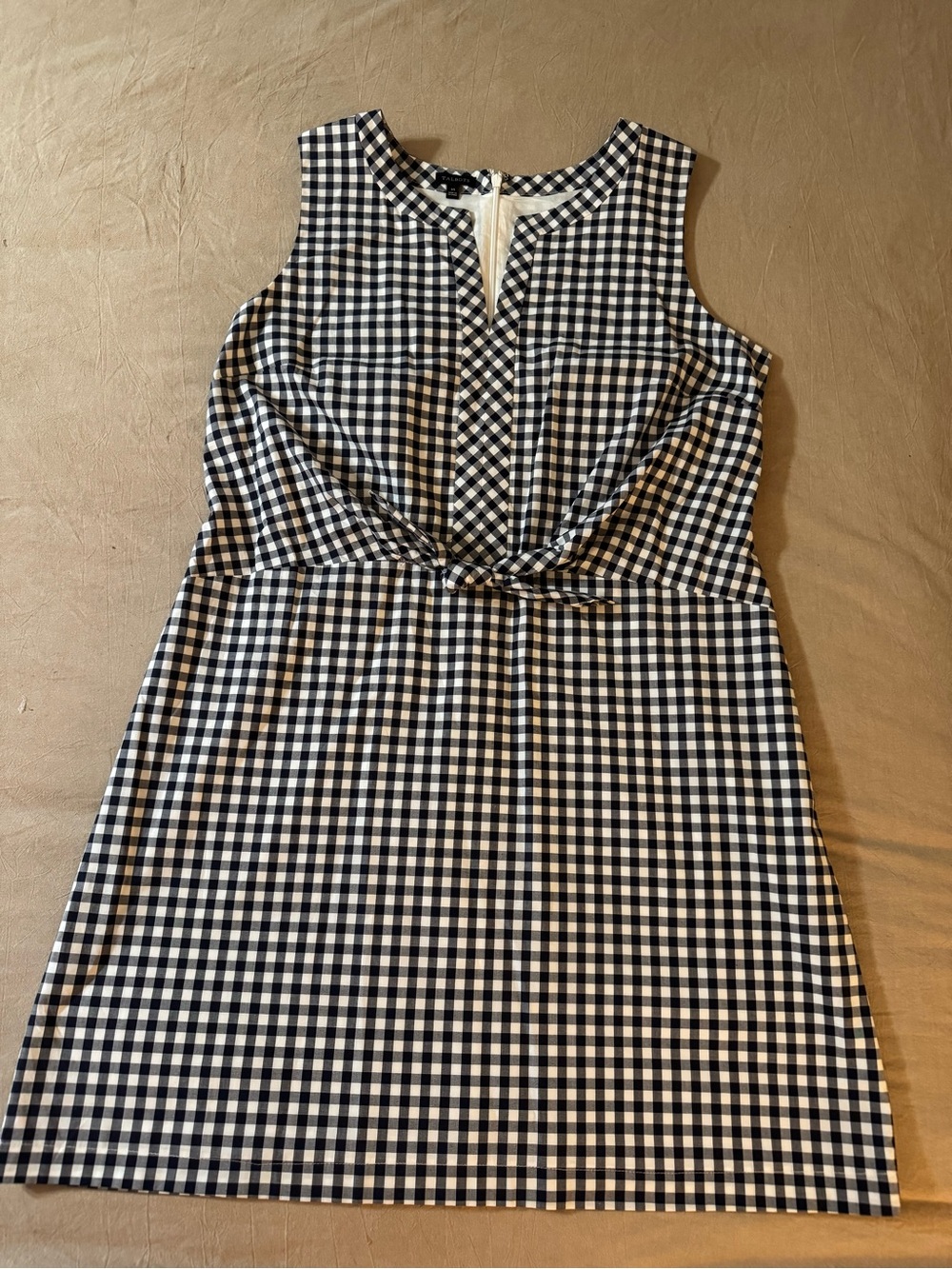 Talbots Navy and White Gingham Knot-Front Mini Dress Size 14